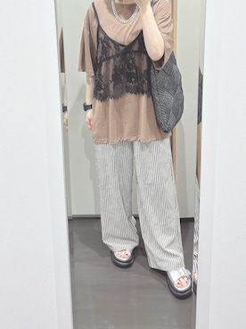 「アイテム（チュニック）」を使った、yuuaさん（レディース・154cm）の夏コーディネート