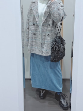 「earth music&ecology（アースミュージックアンドエコロジー）のアイテム（その他アウター）」を使った、yuuaさん（レディース・154cm）の冬コーディネート