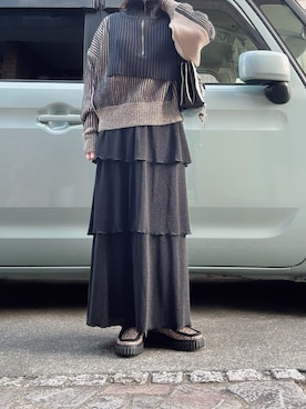 「アイテム（モカシン/デッキシューズ）」を使った、yuuaさん（レディース・154cm）の冬コーディネート