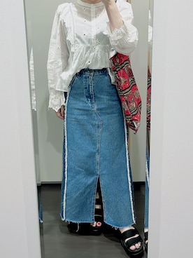 「Lee（リー）のアイテム（デニムスカート）」を使った、yuuaさん（レディース・154cm）の春コーディネート