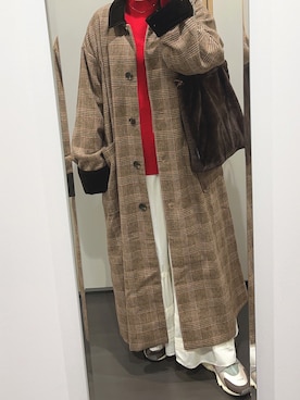 「kutir（クティール）のアイテム（ステンカラーコート）」を使った、yuuaさん（レディース・154cm）の冬コーディネート