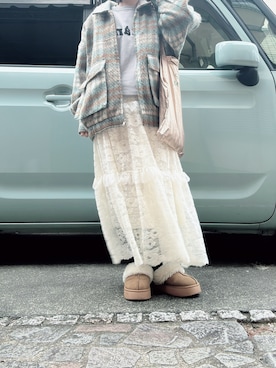 「アイテム（スリッポン）」を使った、yuuaさん（レディース・154cm）の冬コーディネート