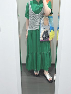 「Auntie Rosa Holiday（アンティローザホリデー）のアイテム（ワンピース）」を使った、yuuaさん（レディース・154cm）の夏コーディネート