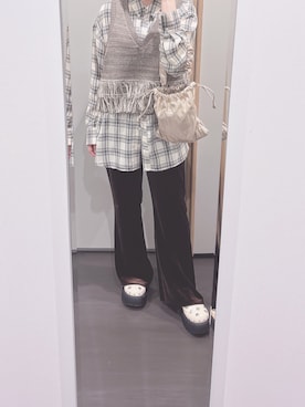 「Samansa Mos2 blue（サマンサモスモスブルー）のアイテム」を使った、yuuaさん（レディース・154cm）の秋コーディネート