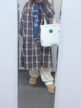 「CPCM（シーピーシーエム）のアイテム（ステンカラーコート）」を使った、yuuaさん（レディース・154cm）の冬コーディネート