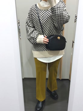 「tiptop（ティップトップ）の前後2wayニットカーディガン（カーディガン/ボレロ）」を使った、yuuaさん（レディース・154cm）の冬コーディネート