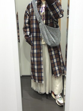 「CPCM（シーピーシーエム）のアイテム（ステンカラーコート）」を使った、yuuaさん（レディース・154cm）の冬コーディネート