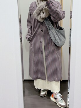 「niko and...（ニコアンド）のアイテム（ステンカラーコート）」を使った、yuuaさん（レディース・154cm）の秋コーディネート