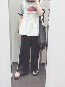 「Samansa Mos2 blue（サマンサモスモスブルー）のアイテム（ハンドバッグ）」を使った、yuuaさん（レディース・154cm）の夏コーディネート