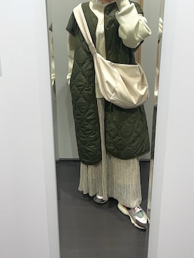 「アイテム（ノーカラーコート）」を使った、yuuaさん（レディース・154cm）の冬コーディネート