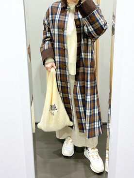 「CPCM（シーピーシーエム）のアイテム（ステンカラーコート）」を使った、yuuaさん（レディース・154cm）の冬コーディネート