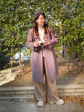 「アイテム（ハンチング/ベレー帽）」を使った、ゆーきさん（レディース・160cm）の冬コーディネート