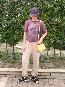 「アイテム（帽子）」を使った、ゆーきさん（レディース・160cm）の夏コーディネート