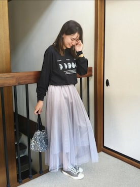 「CONVERSE（コンバース）のアイテム」を使った、ゆーきさん（レディース・160cm）の秋コーディネート