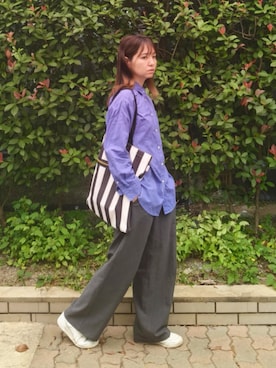 「アイテム（トートバッグ）」を使った、ゆーきさん（レディース・160cm）の秋コーディネート