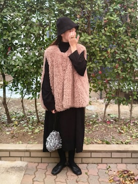 「アイテム（帽子）」を使った、ゆーきさん（レディース・160cm）の秋コーディネート