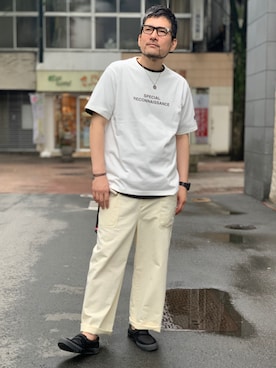 「AVIREX（アヴィレックス）のアイテム（サロペット/オーバーオール）」を使った、K.ODAさん（メンズ・178cm）の夏コーディネート