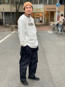 「AVIREX（アヴィレックス）のアイテム（オールインワン・サロペット）」を使った、K.ODAさん（メンズ・178cm）の秋コーディネート