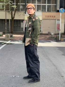 「AVIREX（アヴィレックス）のアイテム（オールインワン・サロペット）」を使った、K.ODAさん（メンズ・178cm）の秋コーディネート