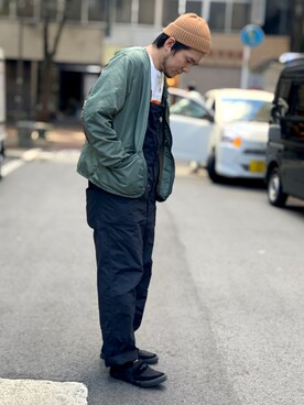 「AVIREX（アヴィレックス）のアイテム（ノーカラージャケット）」を使った、K.ODAさん（メンズ・178cm）の秋コーディネート