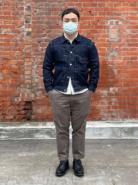 「MUJI」｜「アイテム（デニムジャケット）」を使った、Cy2さん（メンズ・165cm）の冬コーディネート