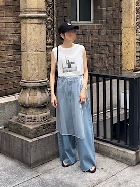 「アイテム（帽子）」を使った、micoronさん（骨格ナチュラル・レディース・167cm）の夏コーディネート