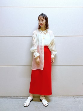 「ロンクスカート」｜「アイテム（サンダル）」を使った、milkさん（レディース・160cm）の春コーディネート