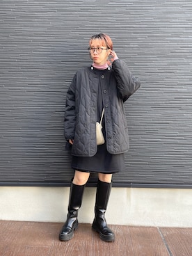 「チュニック」｜「アイテム（ブルゾン）」を使った、milkさん（レディース・160cm）の冬コーディネート