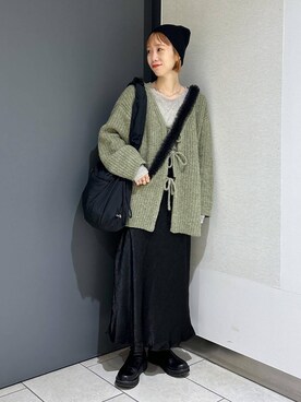 「メガネ」｜「アイテム（PC・スマホグッズ/家電）」を使った、milkさん（レディース・160cm）の冬コーディネート