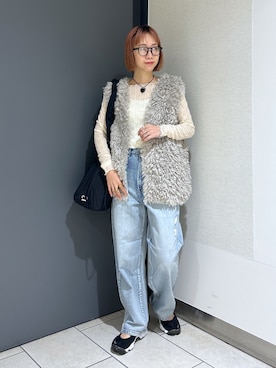 「アイテム（その他アウター、ホワイト系）」を使った、milkさん（レディース・160cm）の秋コーディネート