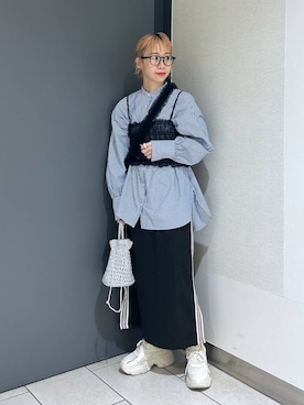 「メガネ」｜「アイテム（PC・スマホグッズ/家電）」を使った、milkさん（レディース・160cm）の春コーディネート