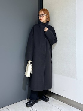 「メガネ」｜「アイテム（チェスターコート）」を使った、milkさん（レディース・160cm）の秋コーディネート