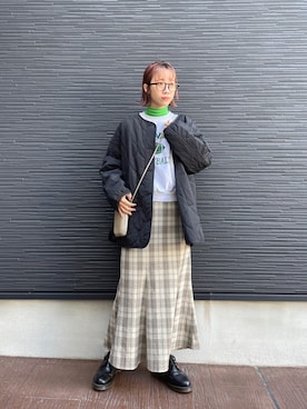 「スエット」｜「アイテム（ブルゾン）」を使った、milkさん（レディース・160cm）の秋コーディネート