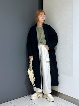 「メガネ」｜「アイテム（トレンチコート）」を使った、milkさん（レディース・160cm）の秋コーディネート