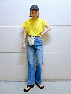 「フレアデニム」｜milkさん（レディース・160cm）の夏コーディネート