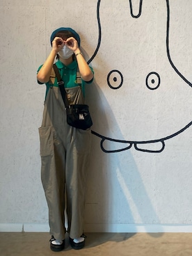 「緑」｜「アイテム（オールインワン・サロペット）」を使った、Reeeeeさん（レディース・167cm）の夏コーディネート