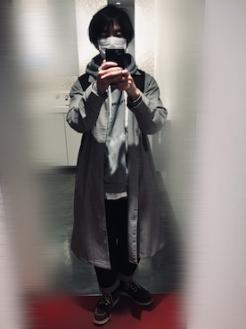 「EMMA CLOTHES（エマクローズ）のアイテム（ステンカラーコート）」を使った、Jaykayさん（メンズ・172cm）の春コーディネート