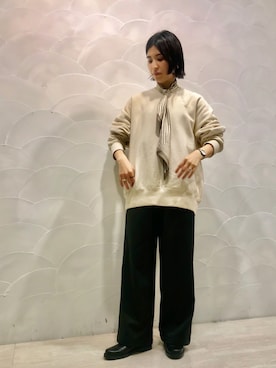 「unfil」｜「アイテム（スウェット）」を使った、Bshop横浜店さん（レディース・157cm）の秋コーディネート