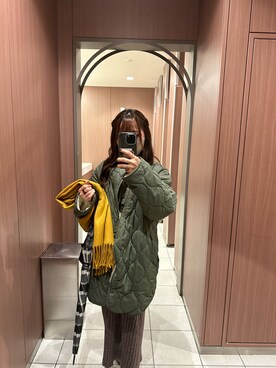 「Samansa Mos2（サマンサ モスモス）のアイテム（ノーカラーコート）」を使った、e.さん（レディース・151cm）の冬コーディネート