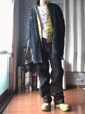 「ラバーブーツ」｜ぬ🥚さん（レディース・165cm）の冬コーディネート