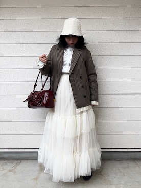 「no brand（ノーブランド）のアイテム（帽子）」を使った、錦川さん（レディース・150cm）の春コーディネート