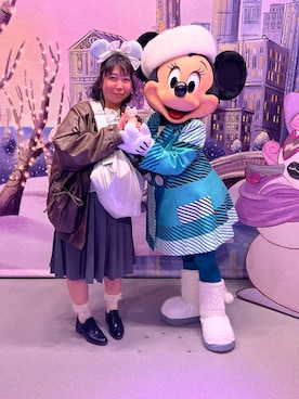 「Disney（ディズニー）のアイテム」を使った、錦川さん（レディース・150cm）の冬コーディネート