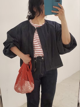 「フレンチカジュアル」｜「アイテム（デニムジャケット）」を使った、akarinsさん（レディース・159cm）の春コーディネート