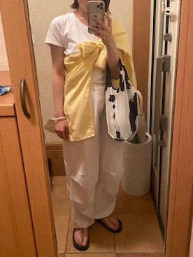 「イエローシャツ」｜🐅さん（レディース・158cm）の夏コーディネート