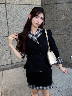 「ROYAL PARTY（ロイヤルパーティー）のリバーシブルタイトミニスカート（スカート、ブラック系）」を使った、ROYALPARTYさん（レディース・159cm）の秋コーディネート
