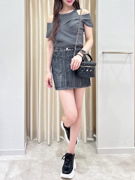 「アイテム（デニムスカート）」を使った、ROYALPARTYさん（レディース・163cm）の夏コーディネート