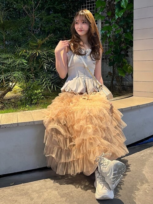 ROYAL PARTY スカート チュールティアードマキシスカート