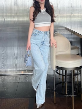「ROYAL PARTY（ロイヤルパーティー）のアイテム（デニムパンツ）」を使った、ROYALPARTYさん（レディース・167cm）の春コーディネート