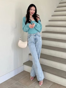 「ROYAL PARTY（ロイヤルパーティー）のアイテム（デニムパンツ）」を使った、ROYALPARTYさん（レディース・167cm）の春コーディネート