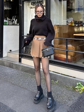 「ROYAL PARTY（ロイヤルパーティー）のアイテム（ニット/セーター）」を使った、ROYALPARTYさん（レディース・161cm）の冬コーディネート